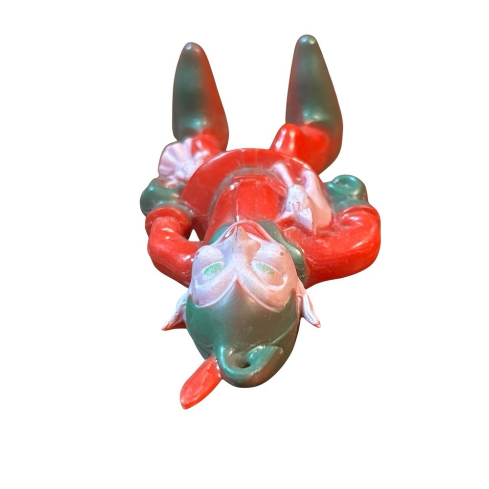 VTG 1940’S ROSBRO PLASTIC RED & GREEN PIXIE ELF ORNAMENT - Picture 6 of 10